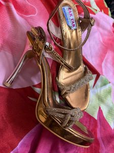Elegant Gold Embellished Heels