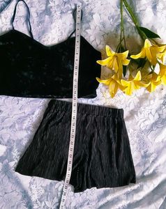 Zara Black Cami With Beautiful Shorts