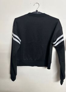 Black Bomber Jacket with White Stripes