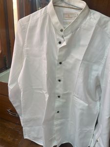 Classic White Mandarin Collar Shirt
