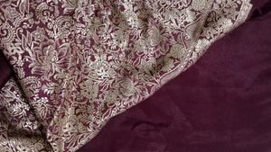 Rose Red Saree With Silver Border