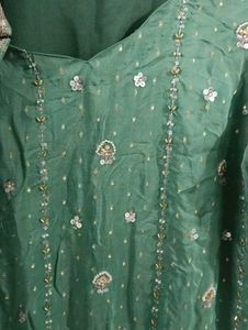 Embellished Green Kurta Set with Dupatta