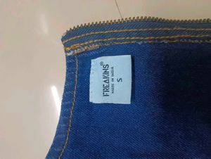 FREAKINS Cotton Denim Crop Top