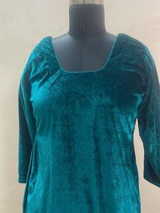 Teal Velvet Kurta