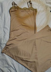 NewMe Brown Lace Spaghetti Starps Maxi Dress