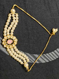Pearl &amp; Stone Two Bracelets - Green and pink