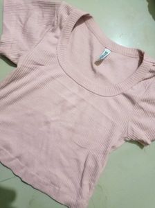 Ribbed Pink Cropped Top