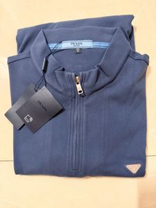 Prada Velour Quarter Velvet Zip Sweatshirt