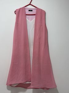 Elegant Pink long Kurti with White Inner