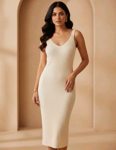 Elegant Knit Bodycon Midi Dress