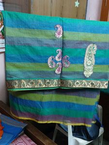 Striped Sari with Paisley Details