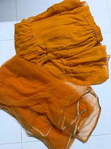 navratri mango orange gharara and net dupatta