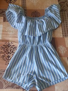 Blue And White Striped Jumpsuit
