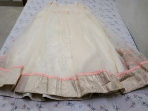Elegant Peach &amp; Cream Embroidered Lehenga Set