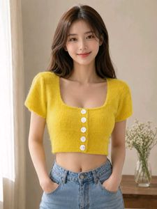 Yellow Cropped Cardigan