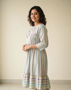 Striped Embroidered Dress