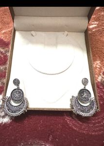 Exquisite Oxidized Silver Statement Earrings