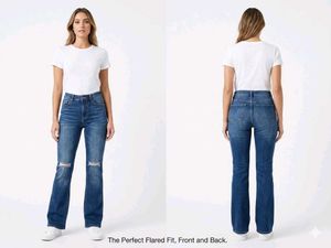 Flared Jeans with Ripped Knees
