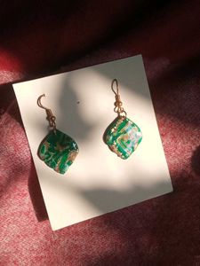 Green Marble Earrings