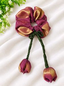 Unique Floral Scrunchie with Tassels