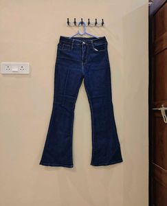 Women's Dark Blue Flared Bell-Bottom Jeans