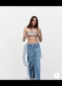 Light Wash Denim Maxi Skirt