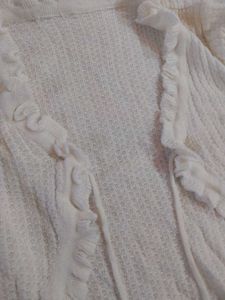 Cute White Ruffle Knit Cardigan
