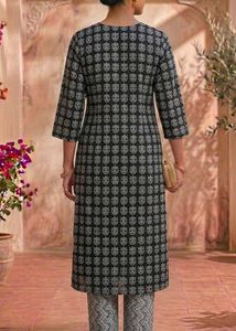 Stylish Black Printed Kurta Set