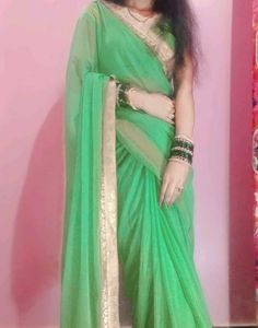 Green Saree With Blouse