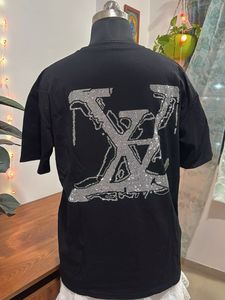 Black T-Shirt with Embellished Graphics