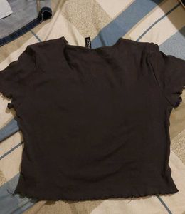 H&amp;M Printed Charcoal Crop Top