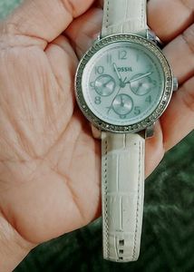 Fossil White Leather Watch