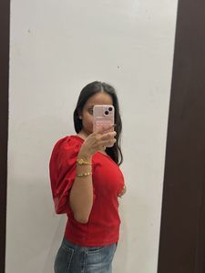 Puff Sleeve Red Top