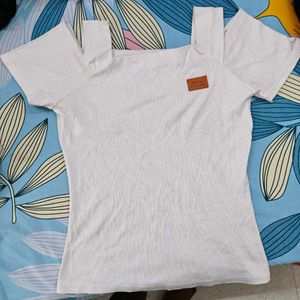 White Cold Shoulder T-Shirt