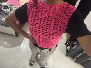 Crochet Pink Sleeveless Vest