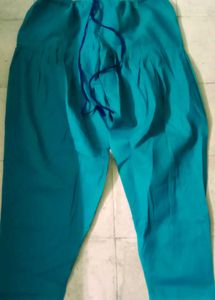 Blue Kurta Set with Green Embellishments