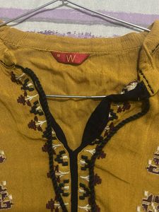 W Embroidered Yellow Kurta