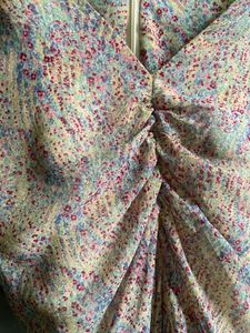 Chic Floral Print Ruched Midi Dress