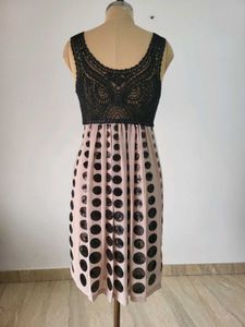 Elegant Black Lace &amp; Polka Dot Dress  Length  40 I