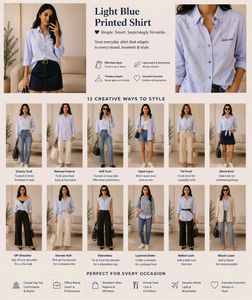 Light Blue Printed Button-Up Shirt