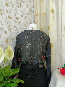 Floral Print Wrap Crop Top