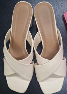 Cream Block Heel Sandals