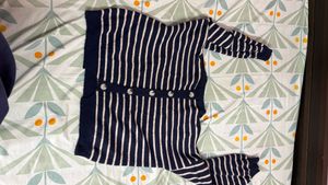 Navy &amp; White Striped Knit Sweater
