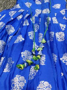 Royal Blue Printed Anarkali Gown