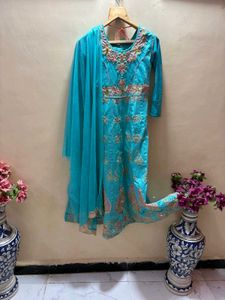 Turquoise Anarkali Gown