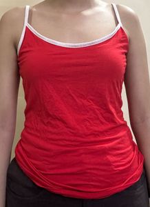 Red Cami Top with White Trim and black &amp; whit