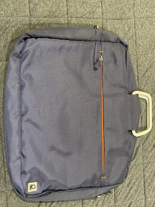 Navy Blue Laptop Bag with Orange Accent