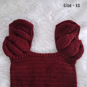 ✨ Handmade Crochet Puff Sleeve Crop Top