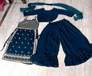 Beautiful embroidery Naira plazo dupatta set
