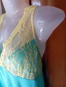 Comfortable Teal Nightgown with Lace
